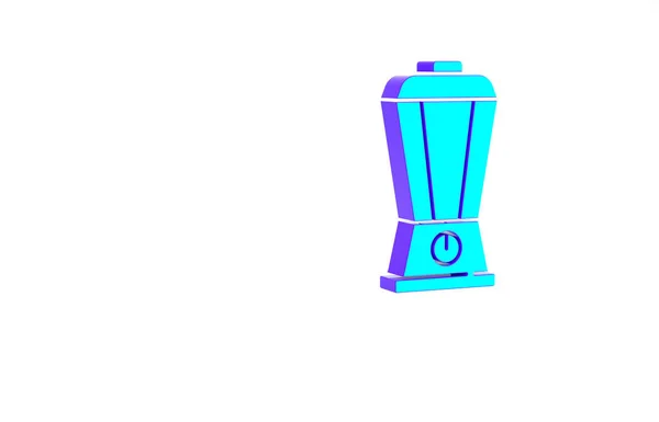 Icône Turquoise Blender isolée sur fond blanc. Mélangeur électrique fixe de cuisine avec bol. Cuisiner des smoothies, des cocktails ou du jus. Concept de minimalisme. Illustration 3D rendu 3D — Photo