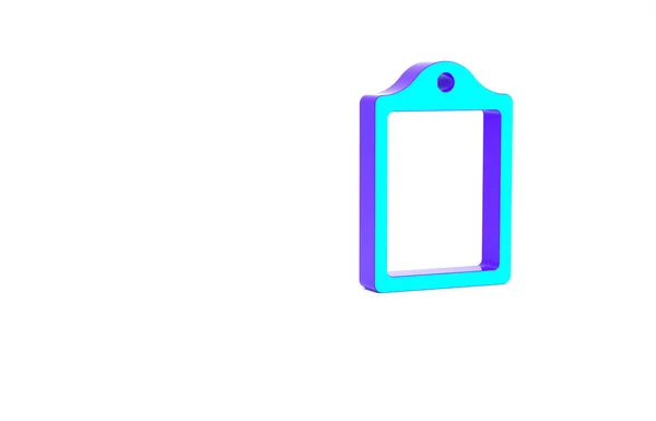 На белом фоне выделена иконка бирюзовой резки. Символ Доски. Концепция минимализма. 3D-рендеринг — стоковое фото