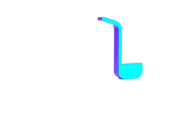 Türkiz Konyha merőkanál ikon elszigetelt fehér alapon. Főzőeszköz. Evőeszköz kanál jel. Minimalizmus koncepció. 3d illusztráció 3D render — Stock Fotó