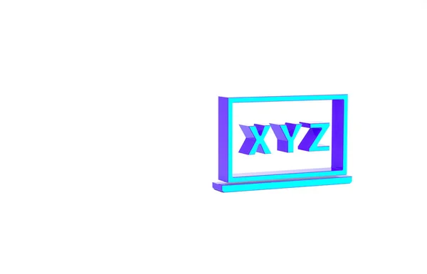 Turquoise XYZ Système de coordonnées sur l'icône du tableau isolé sur fond blanc. Axe XYZ pour l'affichage des statistiques graphiques. Concept de minimalisme. Illustration 3D rendu 3D — Photo