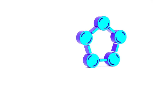 Icono de la molécula turquesa aislado sobre fondo blanco. Estructura de moléculas en química, profesores de ciencias innovador cartel educativo. Concepto minimalista. 3D ilustración 3D render — Foto de Stock