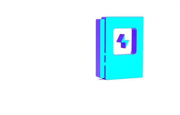 Türkiz Elektromos panel ikon elszigetelt fehér alapon. Minimalizmus koncepció. 3d illusztráció 3D render — Stock Fotó
