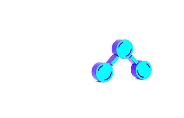 Türkiz Molekula ikon elszigetelt fehér alapon. Molekulák szerkezete a kémiában, tudományos tanárok innovatív oktatási plakát. Minimalizmus koncepció. 3d illusztráció 3D render — Stock Fotó