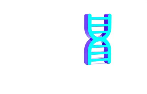 Turkusowa ikona symbolu DNA izolowana na białym tle. Koncepcja minimalizmu. Ilustracja 3D 3D renderowania — Zdjęcie stockowe