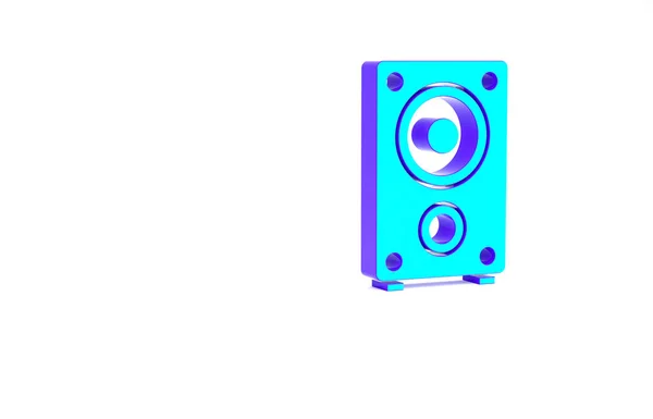 Turkuaz Stereo hoparlör simgesi beyaz arkaplanda izole edildi. Ses sistemi hoparlörleri. Müzik ikonu. Müzikal sütun hoparlörü. Minimalizm kavramı. 3d illüstrasyon 3B canlandırma — Stok fotoğraf