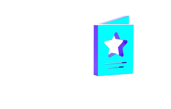 Ícone de cartão de saudação turquesa isolado no fundo branco. Modelo de cartaz de celebração para convite ou cartão de saudação. Conceito de minimalismo. 3D ilustração 3D render — Fotografia de Stock