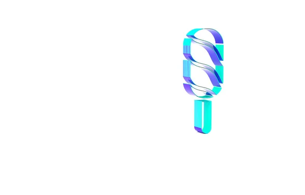 Icône Crème glacée turquoise isolée sur fond blanc. Doux symbole. Concept de minimalisme. Illustration 3D rendu 3D — Photo