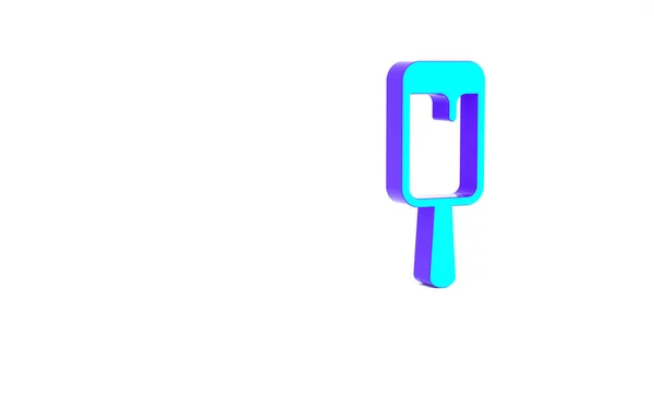Turkos glass ikon isolerad på vit bakgrund. Söt symbol. Minimalistiskt koncept. 3D-återgivning för 3D — Stockfoto