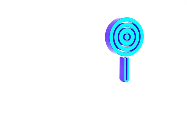 Turkoois Lollipop pictogram geïsoleerd op witte achtergrond. Snoepjesteken. Eten, heerlijk symbool. Minimalisme concept. 3d illustratie 3D renderen — Stockfoto