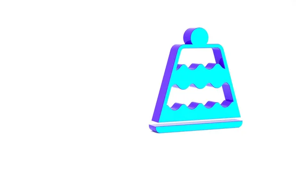 Icono de pastel de turquesa aislado sobre fondo blanco. Feliz Cumpleaños. Concepto minimalista. 3D ilustración 3D render —  Fotos de Stock