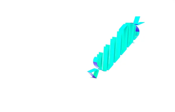 Turquoise Candy εικονίδιο απομονώνονται σε λευκό φόντο. Μινιμαλιστική έννοια. 3d απεικόνιση 3D καθιστούν — Φωτογραφία Αρχείου