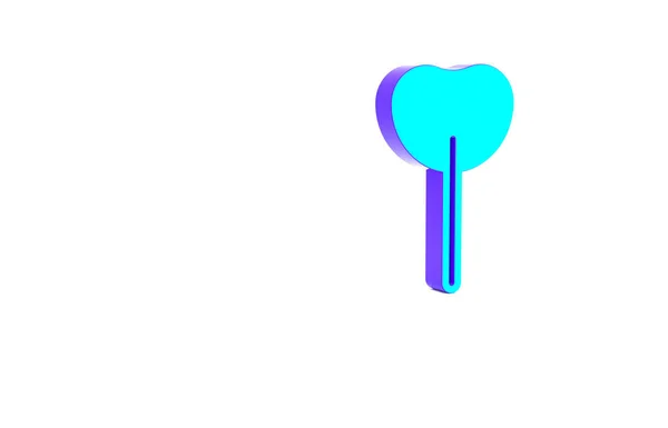 Turkoois Lollipop pictogram geïsoleerd op witte achtergrond. Eten, heerlijk symbool. Minimalisme concept. 3d illustratie 3D renderen — Stockfoto