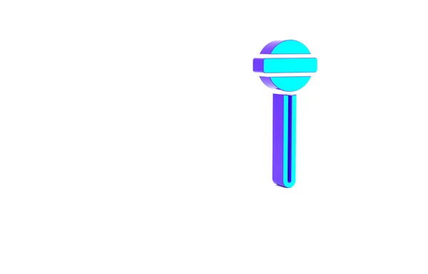 На белом фоне выделена бирюзовая иконка Lollipop. Еда, восхитительный символ. Концепция минимализма. 3D-рендеринг — стоковое фото
