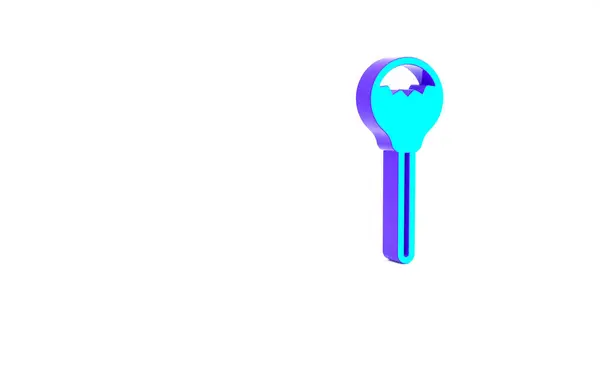 Tyrkysová ikona Lízátka izolovaná na bílém pozadí. Jídlo, výborný symbol. Minimalismus. 3D ilustrace 3D vykreslení — Stock fotografie