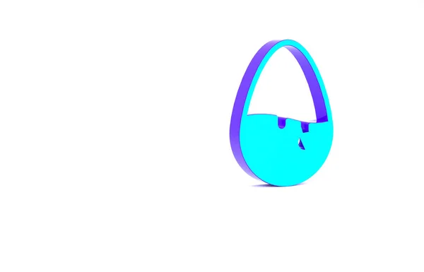 Türkiz Csokoládé tojás ikon elszigetelt fehér alapon. Minimalizmus koncepció. 3d illusztráció 3D render — Stock Fotó