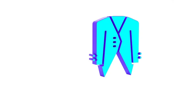 Turquoise Pakket pictogram geïsoleerd op witte achtergrond. Tuxedo. Huwelijkspakken met stropdas. Minimalisme concept. 3d illustratie 3D renderen — Stockfoto