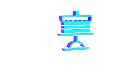 Turkuaz Kek beyaz arkaplanda izole edilmiş bir tabak simgesi. Doğum günün kutlu olsun. Minimalizm kavramı. 3d illüstrasyon 3B canlandırma