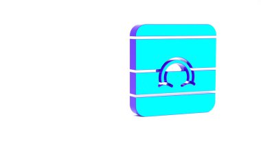 Turkuaz alyans simgesi beyaz arkaplanda izole edildi. Gelin ve damat mücevher tabelası. Evlilik sembolü. Elmas yüzük. Minimalizm kavramı. 3d illüstrasyon 3B canlandırma