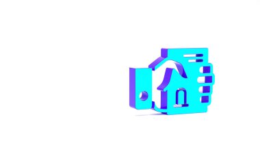 Turkuaz Ölüm sertifikası beyaz arka planda izole edilmiş. Minimalizm kavramı. 3d illüstrasyon 3B canlandırma