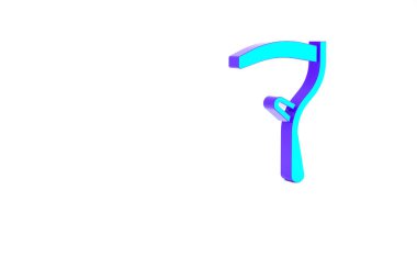 Turkuaz Tırpan simgesi beyaz arkaplanda izole edildi. Mutlu Cadılar Bayramı Partisi. Minimalizm kavramı. 3d illüstrasyon 3B canlandırma