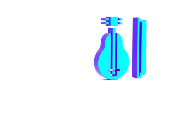 Ікона бірюзового скрипки ізольована на білому тлі. Музичний інструмент. Концепція мінімалізму. 3D-рендеринг — стокове фото