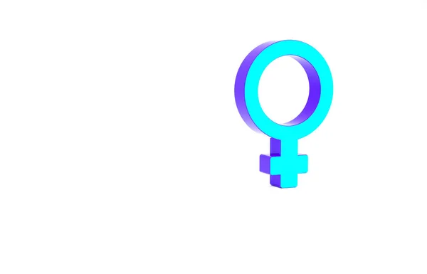 Turquoise Female gender symbol icon isolated on white background. Venus symbol. The symbol for a female organism or woman. Minimalism concept. 3d illustration 3D render — Stock Photo, Image