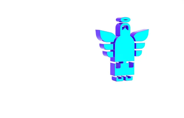 Tyrkysová ikona vánoční anděl izolované na bílém pozadí. Minimalismus. 3D ilustrace 3D vykreslení — Stock fotografie