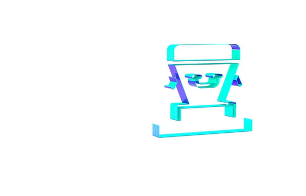 Icona della bara turchese isolata su sfondo bianco. Cerimonia funebre. Concetto minimalista. Illustrazione 3d rendering 3D — Foto Stock