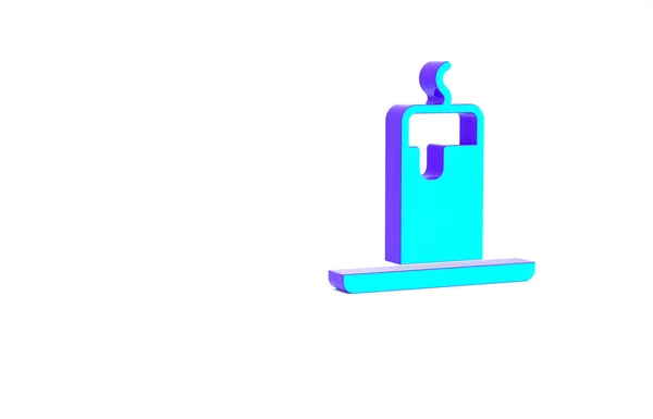 Turkos brinnande ljus ikon isolerad på vit bakgrund. Cylindrisk ljusstake med brinnande låga. Minimalistiskt koncept. 3D-återgivning för 3D — Stockfoto