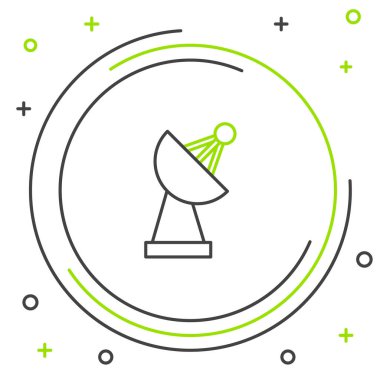 Radar simgesi beyaz arkaplanda izole edildi. Arama sistemi. Uydu sinyali. Renkli taslak konsepti. Vektör.