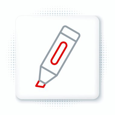 Satır İşaretleyici kalem simgesi beyaz arkaplanda izole edildi. Renkli taslak konsepti. Vektör.