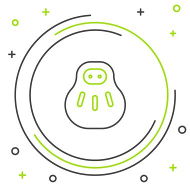 Maneki neko çizgi kedi simgesi beyaz arkaplanda izole edildi. Japon şans tılsımı. Renkli taslak konsepti. Vektör.