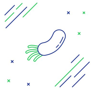 Beyaz arkaplanda çizgi bakteri simgesi izole edildi. Bakteriler ve mikroorganizmalar, sebep olan mikroorganizma hastalıkları, hücre kanseri, mikrop, virüs, mantar. Renkli taslak konsepti. Vektör.