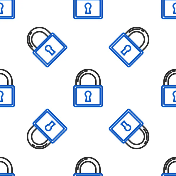 Satır Kilidi simgesi beyaz arkaplanda izole edilmiş kusursuz desen. Asma kilit işareti. Güvenlik, güvenlik, koruma, gizlilik kavramı. Renkli taslak konsepti. Vektör.