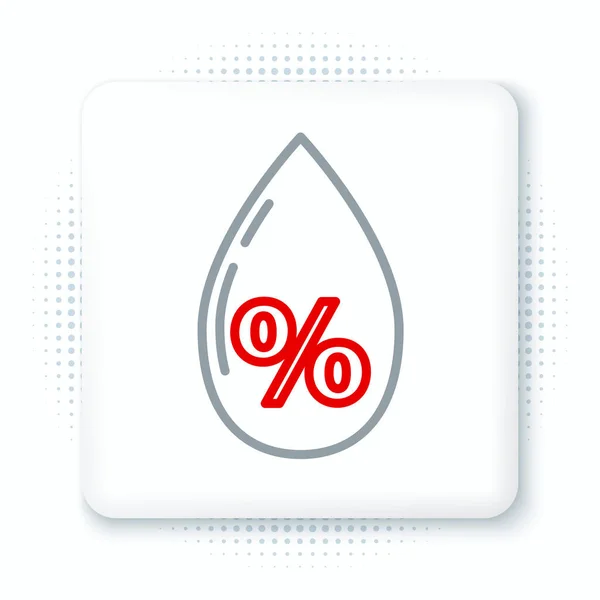 Line Water Drop Percentage Icon Isolated White Background Humidity Analysis — Stock Vector