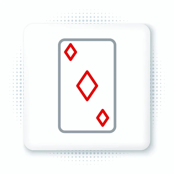 Linea Giocare Carte Con Diamanti Icona Simbolo Isolato Sfondo Bianco — Vettoriale Stock