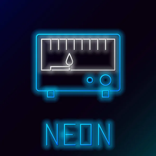 Gloeiende Neon Lijn Elektrisch Meetinstrument Pictogram Geïsoleerd Zwarte Achtergrond Analoge — Stockvector