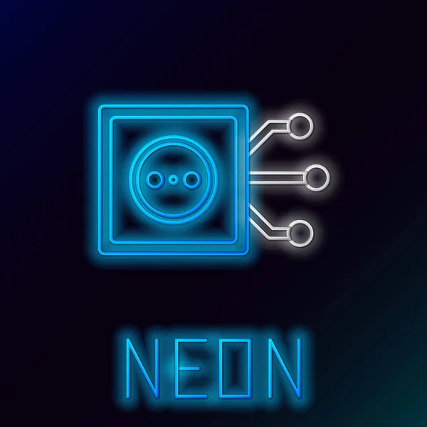 Linea Neon Luminosa Icona Smart Home Isolata Sfondo Nero Telecomando — Vettoriale Stock