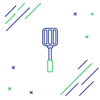 Spatula çizgisi simgesi beyaz arkaplanda izole edildi. Mutfak spatula ikonu. Barbekü spatula işareti. Barbekü ve ızgara aleti. Renkli taslak konsepti. Vektör.