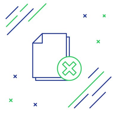 Beyaz arkaplanda izole edilmiş dosya simgesini sil. Reddedilmiş belge simgesi. Kağıt üzerinde çarmıh. Renkli taslak konsepti. Vektör.