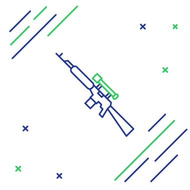 Beyaz arka planda dürbünlü dürbünlü keskin nişancı tüfeği. Renkli taslak konsepti. Vektör.