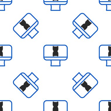 Çizgi DNA sarmalı ve bilgisayar monitörü ikonu beyaz arka planda izole edilmiş kusursuz desen. Poligonal tıbbi teknoloji araştırma ağı sanatı. Renkli taslak konsepti. Vektör.