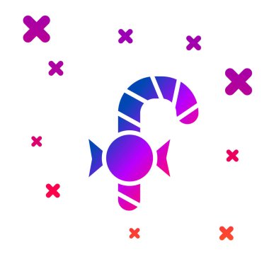 Beyaz arka planda izole edilmiş çizgili renkli Noel şekerleme çubuğu. Mutlu Noeller ve mutlu yıllar. Kademeli rastgele dinamik şekiller. Vektör.