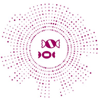 Mor Şeker simgesi beyaz arkaplanda izole edildi. Soyut çember rastgele noktalar. Vektör.