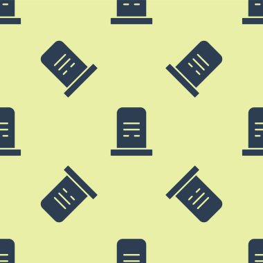 Mezar taşı ikonuna sahip Mavi Mezar sarı arka planda izole edilmiş pürüzsüz desen. Vektör.