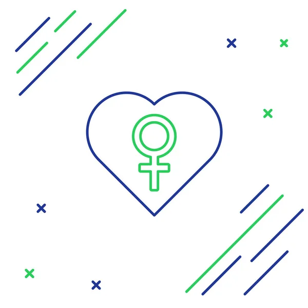 Linienherz Mit Weiblichem Gender Symbol Auf Weißem Hintergrund Venus Symbol — Stockvektor