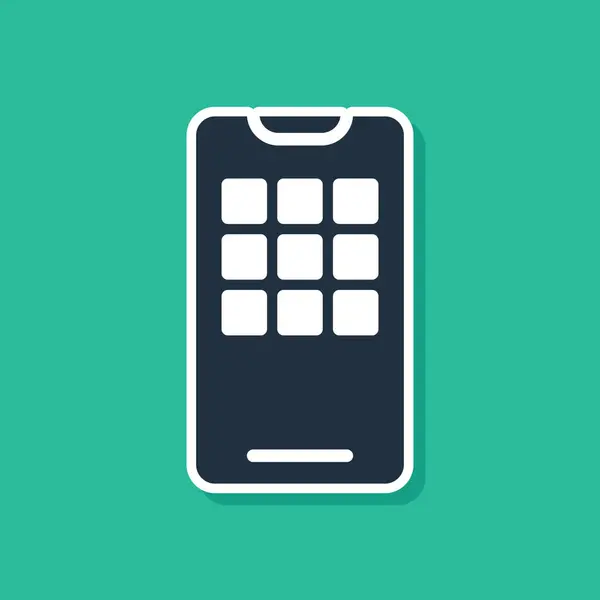 Smartphone Blu Icona Del Telefono Cellulare Isolato Sfondo Verde Illustrazione — Vettoriale Stock