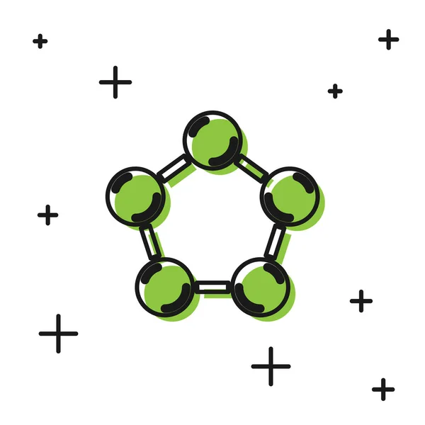 Ícone Molécula Preta Isolado Fundo Branco Estrutura Moléculas Química Professores — Vetor de Stock
