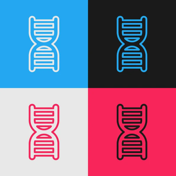 Pop Art Line Dna Symbol Icon Isolated Color Background Vector — Stock Vector