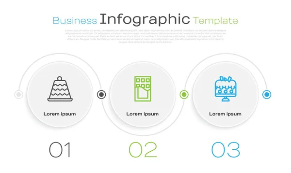 Definir Linha Bolo Barra Chocolate Prato Modelo Infográfico Negócios Vetor — Vetor de Stock